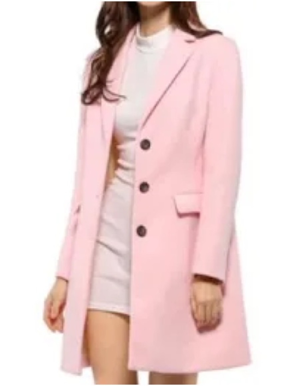 Allegra K Light Pink Single-Breasted Trench Coat